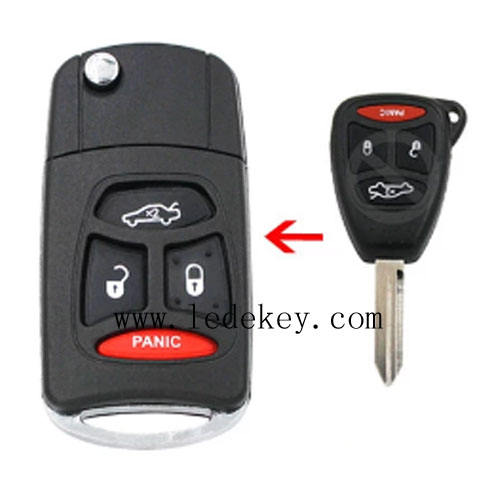 3+1 button Chrysler Modified Folding Remote Key Shell no logo