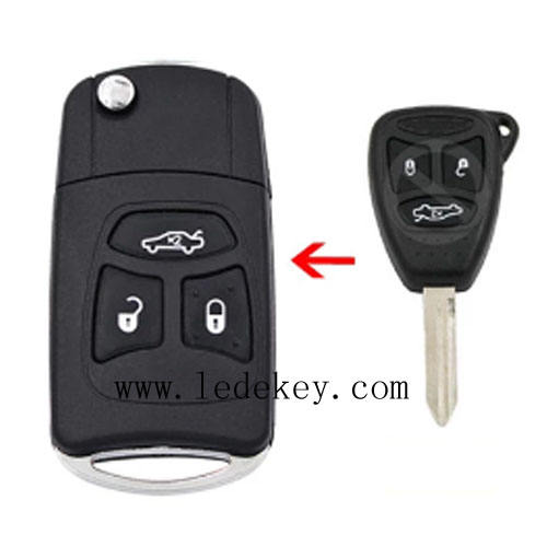 3 button Chrysler Modified Folding Remote Key Shell no logo