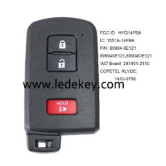 3buttons remote key For TOYOTA PRIUS TACOMA 8A Chip 315mhz  FCC ID:  HYQ14FBA IC: 1551A-14FBA COFETEL RLVDE1410-0758 'AG' Board  281451-2110