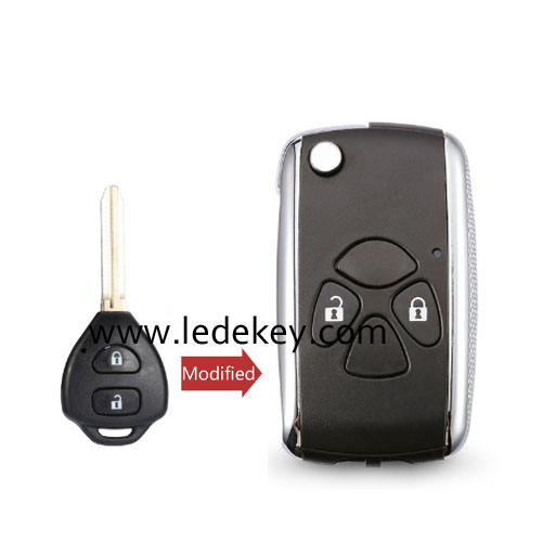 Toyota 2 button modified flip remote key shell TOY43 blade with logo