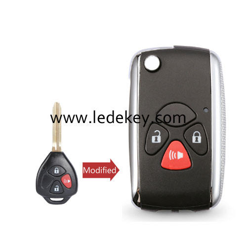 Toyota 2+1 button modified flip remote key shell TOY43 blade with logo