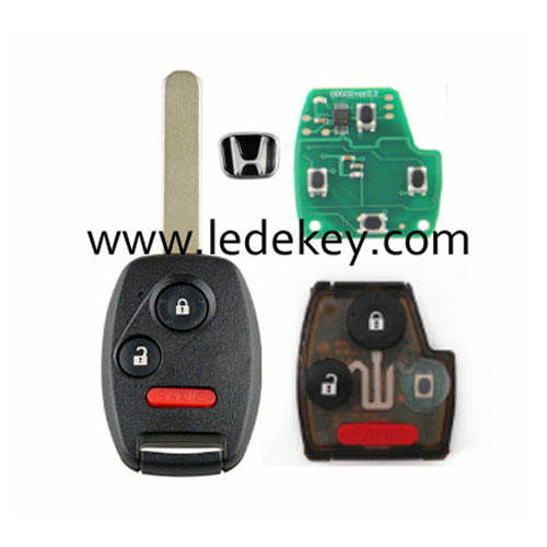 Honda 2+1 button remote key No Chip inside 433Mhz for Accord 2003-2007 CRV 2005-2007  (FCC ID: OUCG8D-380H-A PCF chip:4010)