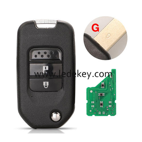 2 button Honda remote key 434MHz ID47chip ('G' word on key blade) P/N: HLIK6-3T For Honda Accord Civic City CR-V Jazz XR-V Vezel HR-V Fit Vezel FRV LATER Spirior JADE