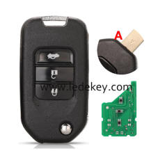 3 button Honda remote key 434MHz ID47chip ('A' word on key blade) P/N:TWB1G721 For Honda Accord Civic City CR-V Jazz XR-V Vezel HR-V Fit Vezel FRV LATER Spirior JADE
