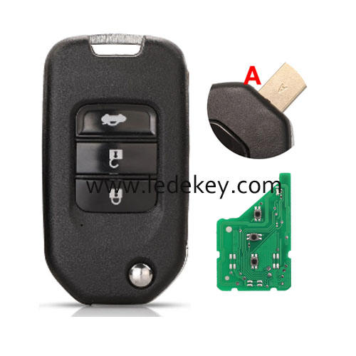 3 button Honda remote key 434MHz ID47chip ('A' word on key blade) P/N:TWB1G721 For Honda Accord Civic City CR-V Jazz XR-V Vezel HR-V Fit Vezel FRV LATER Spirior JADE