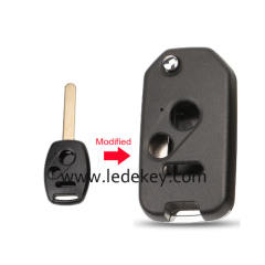 2+1 button Honda modified folding flip remote key shell with logo