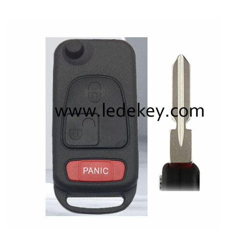 2+1 button Benz remote key shell with 4 track blade