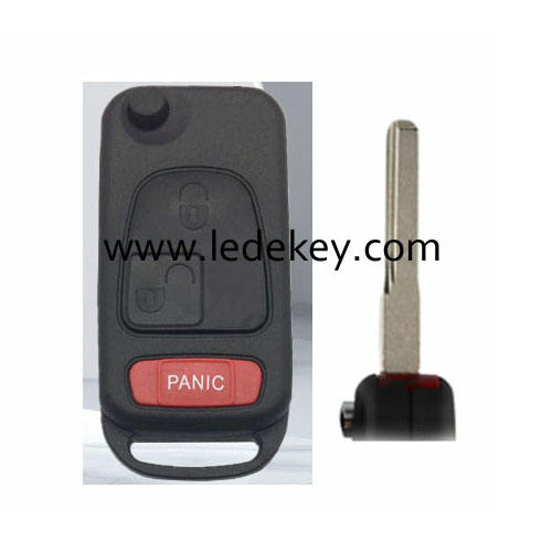 2+1 button Benz remote key shell with 2 track blade