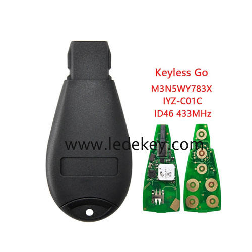 Keyless-Go 2+1 button Remote Fobik key for Dodge Chrysler Jeep with 433Mhz ID46&7953 Chip FCC ID: M3N5WY783X FCC ID:IYZ-C01C
