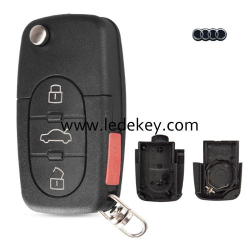 Audi 3+1 button remote key shell( 2032 big battery)