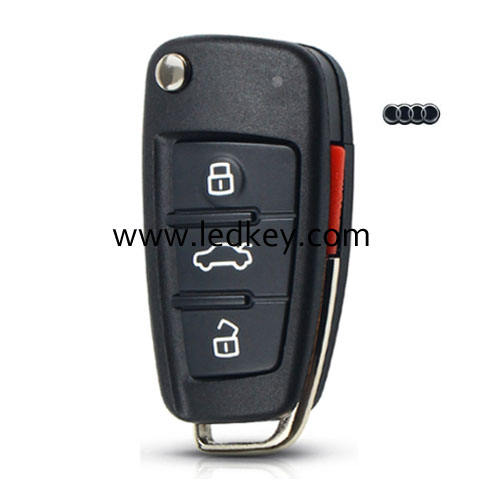 Original quality Audi 3+1 button remote key shell with battery base