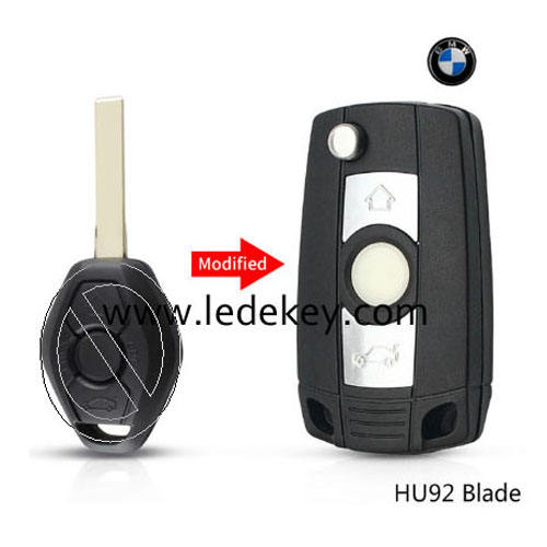 For BMW 3 button Modified flip key shell with hu92 blade