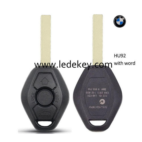 BMW 3 button blank key with 2 track blade