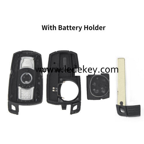 BMW 5 series 3 button remote key blank shell with blade and words on the back with battery clamp