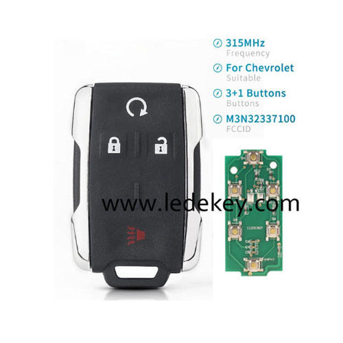 Chevrolet GMC Cadillac 3+1 button remote key 315Mhz  FCC:M3N32337100