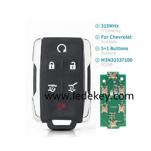 Chevrolet GMC Cadillac 5+1 button remote key  315Mhz  FCC:M3N32337100