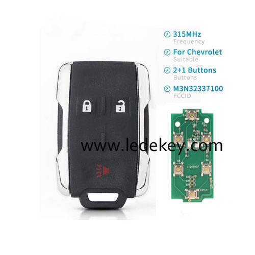 Chevrolet GMC Cadillac 2+1 button remote key 315Mhz  FCC:M3N32337100