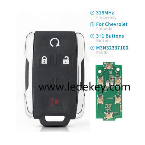 Chevrolet GMC Cadillac 3+1 button remote key 315Mhz  FCC:M3N32337100