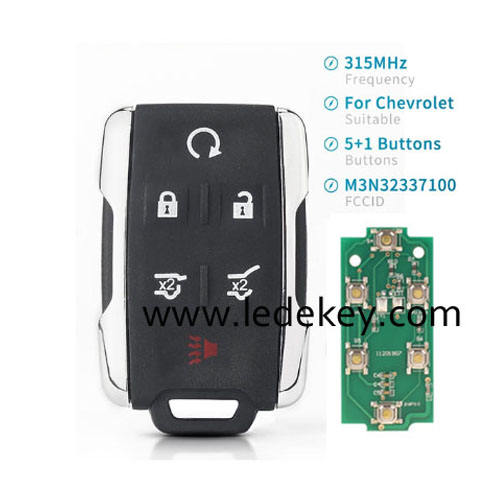 Chevrolet GMC Cadillac 4+1 button remote key 315Mhz  FCC:M3N32337100