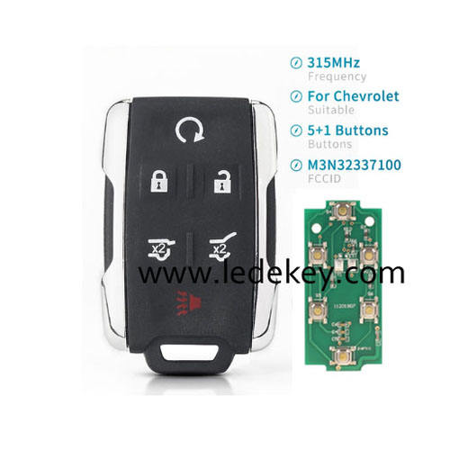 Chevrolet GMC Cadillac 4+1 button remote key 315Mhz  FCC:M3N32337100