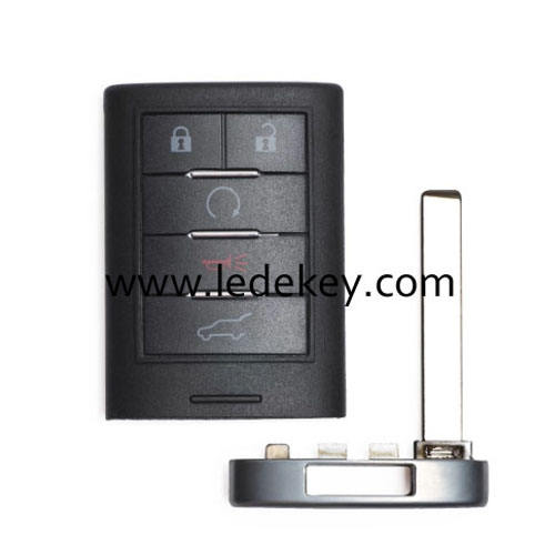 Cadillac 5 button smart key card shell with blade and battery clamp