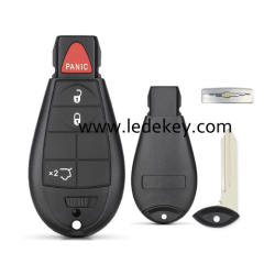 Chrysler/Dodge/Jeep 3+1 button key shell with Chrysler LOGO