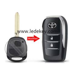 Toyota 2 button Modified Flip Car Key Shell With TOY43 Blade