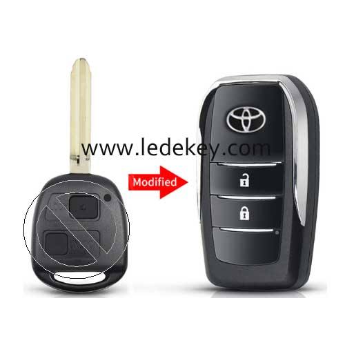 Toyota 2 button Modified Flip Car Key Shell With TOY43 Blade