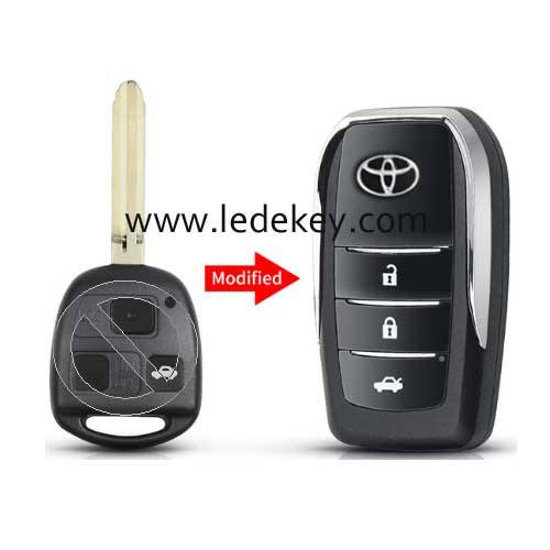 Toyota 3 button Modified Flip Car Key Shell With TOY43 Blade