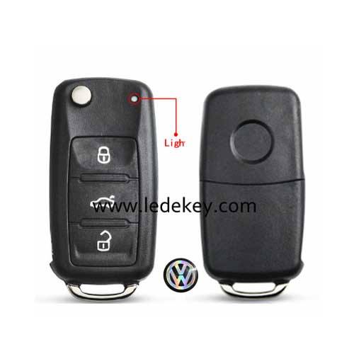 VW 3 button flip remote key shell 202AD after 2011 with pin