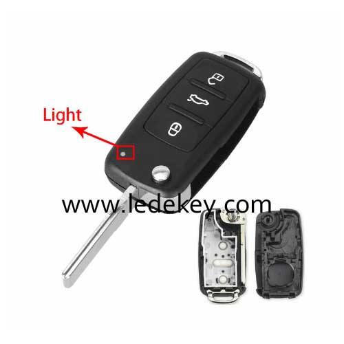 VW 3 button flip remote key shell 202AD after 2011 with pin