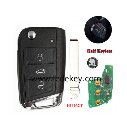 SKODA VW MQB system Half Smart remote key with 433Mhz ID48 chip HU162T blade FCC:5G0959752BA,5G0959752BB