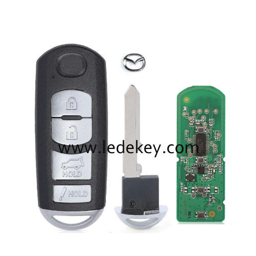 Mazda 3+1 Button smart key card with 315Mhz PCF7953P（ID49） chip for MAZDA CX-5 CX-9 SUV Model SKE13D01 /SKE13D02