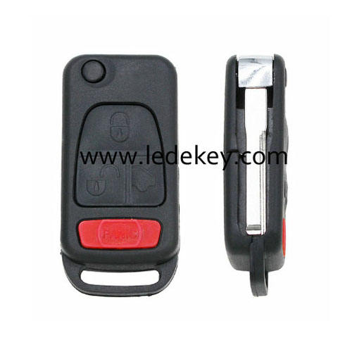 3+1 button Benz remote key shell with 2 track blade