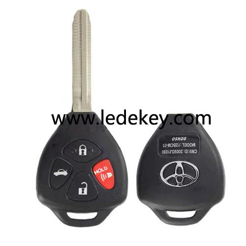 Toyota Corolla,alphard 3+1 button Remote key blank  with red panic with logo（Hold on the panic button)