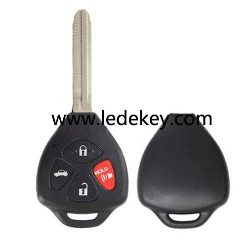 Toyota Corolla,alphard 3+1 button Remote key blank  with red panic No logo（Hold on the panic button)