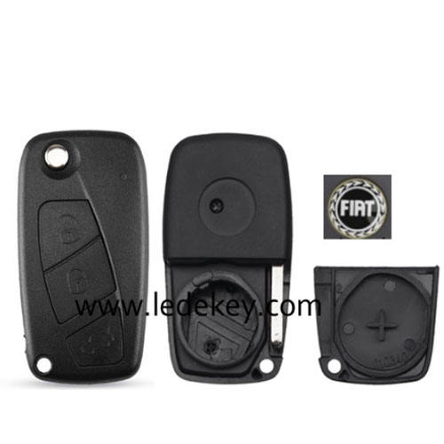 3 button Fiat folding flip remote key shell (Black)