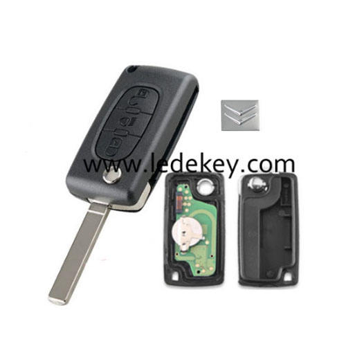 Citroen 3 button remote key CE0523 FSK 433mhz ID46&pcf7941 chip (307/VA2 blade -LED light button)for cars after 2011