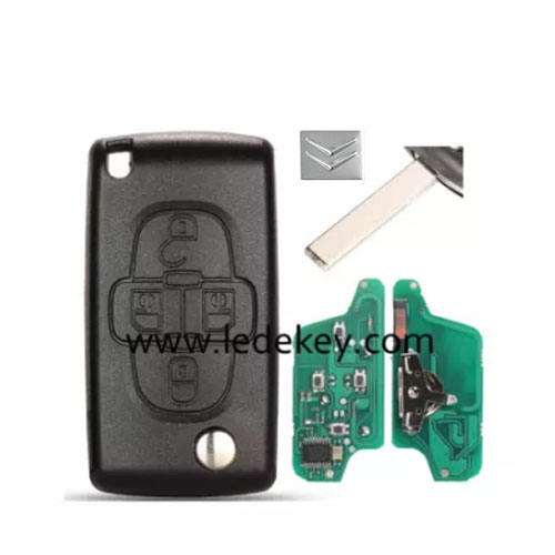 Citroen 4 button remote key CE0523 ASK 433mhz ID46 chip (407/HU83 blade )for cars 2006-2011