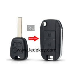 Citroen 2 button flip remote key shell 407(HU83) blade with logo