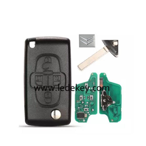 Citroen 4 button remote key CE0523 FSK 433mhz ID46 chip (307/VA2 blade )for cars after 2011
