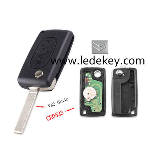 Citroen 2 button remote key CE0523 FSK 433mhz ID46&pcf7941 chip (307/VA2 blade )for cars after 2011