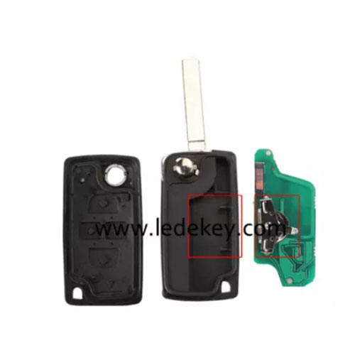 Citroen 4 button remote key CE0523 FSK 433mhz ID46 chip (307/VA2 blade )for cars after 2011