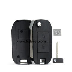Citroen 2 button flip remote key shell 407(HU83) blade with logo