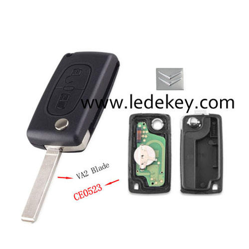 Citroen 2 button remote key CE0523 ASK 433mhz ID46&7941 chip (307/VA2 blade )for cars 2006-2011