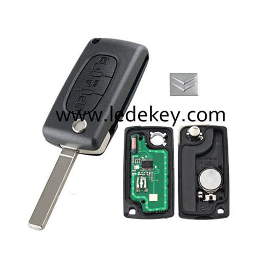 Citroen 3 button remote key CE0536 FSK 433mhz ID46&7961 chip (307/VA2 blade -LED light button )for cars after 2011