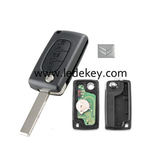 Citroen 3 button remote key CE0523 FSK 433mhz ID46&pcf7941 chip (407/HU83 blade -LED light button)for cars after 2011