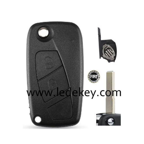 2 button Fiat folding flip remote key shell (Black)