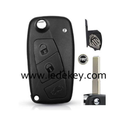 3 button Fiat folding flip remote key shell (Black)