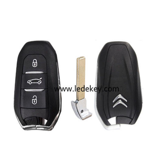 Citroen 3 button smart key shell with 407(HU83) blade